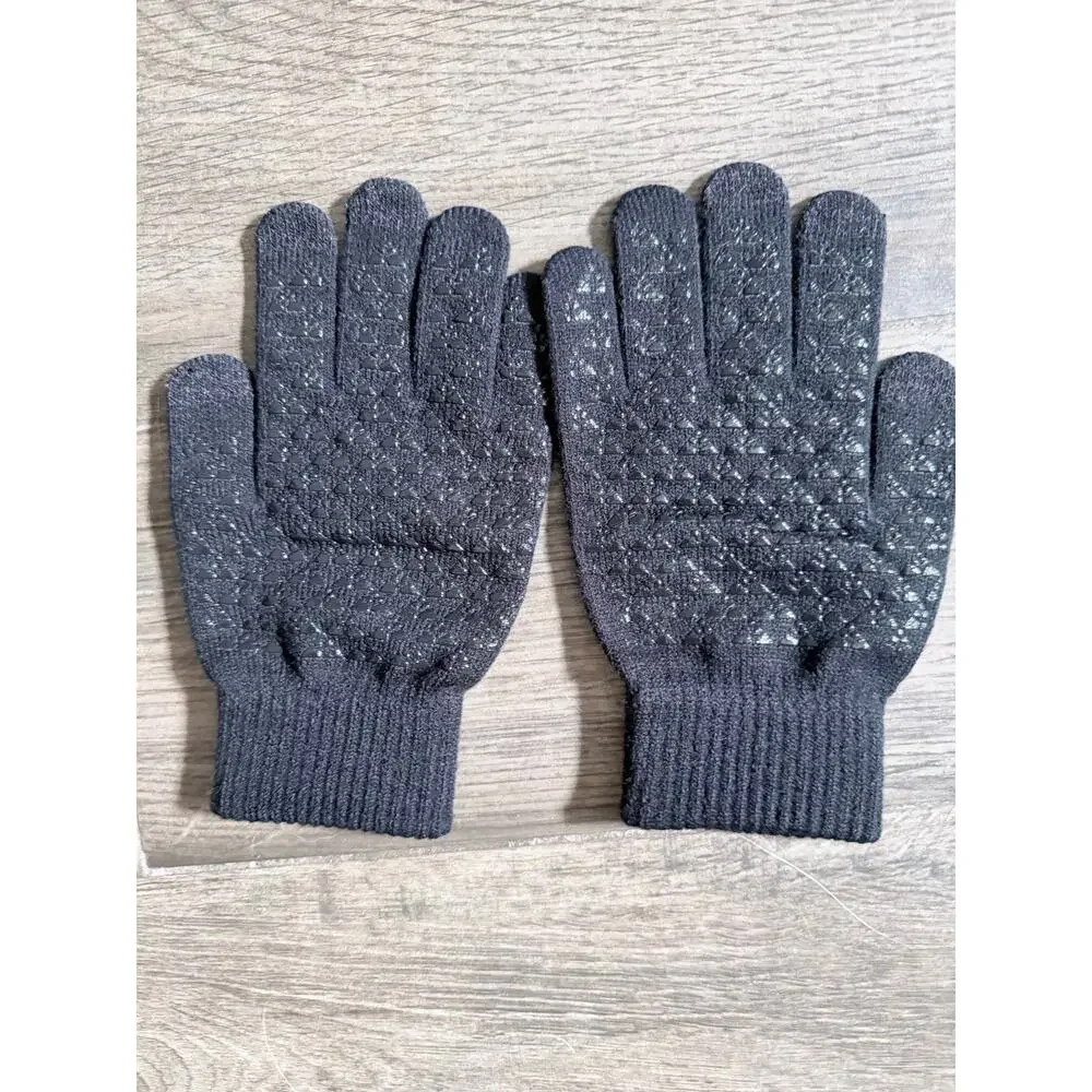 Three Piece Neck, Hat, And Mittens Made For Winter, Black And Gray Brand New